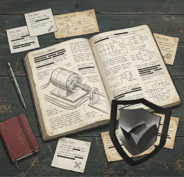 Protecting personal research notes, AI + Blender illustration