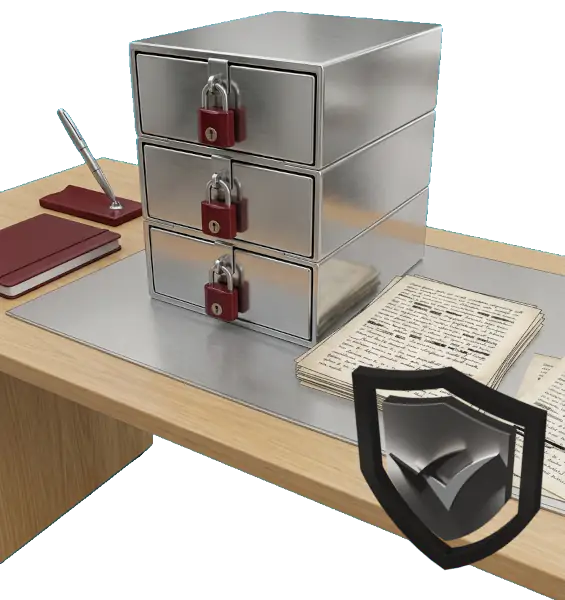 Protecting research data, AI + Blender illustration